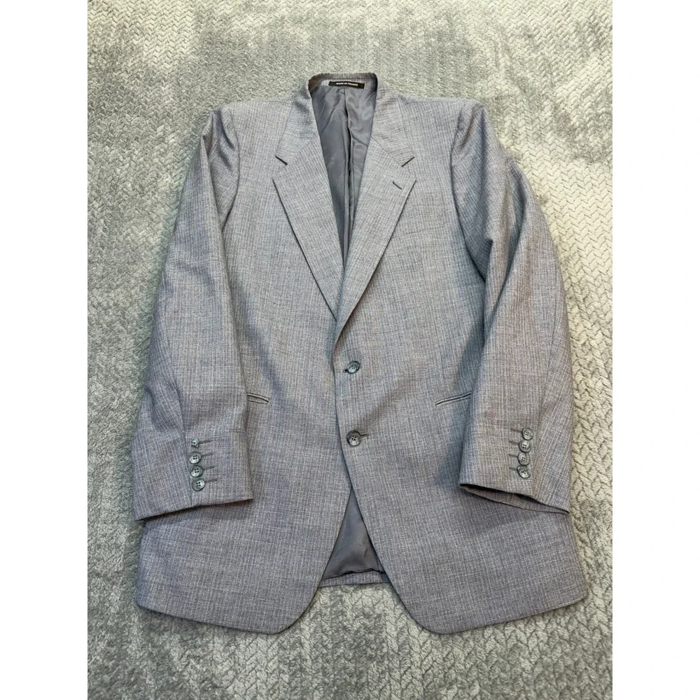 Yves Saint Laurent Blazer Mens 42 R Classic Fit Blue Pinstripe Wool France VTG